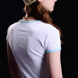 Bemingtop1162(S-4XL) - Lali Tee - เสื้อยืดคอกลมดีไซน์ตัดขอบดีเทลโลโก้ปัก BEMING ด้านหน้า