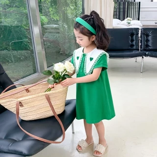 PRINCESS KESLI ชุดเด็กผู้หญิง ชุดเดรส แฟชั่นฤดูร้อน สไตล์เกาหลี สําหรับเด็กผู้หญิง อายุ 1-9 ปี