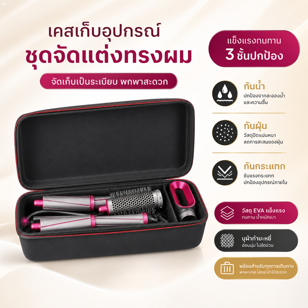 กระเป๋าแข็ง Dyson Airwrap Hard Shell กันกระแทก กันน้ำกันฝุ่น กล่องจัดระเบียบอุปกรณ์เสริม พร้อมหูหิ้ว