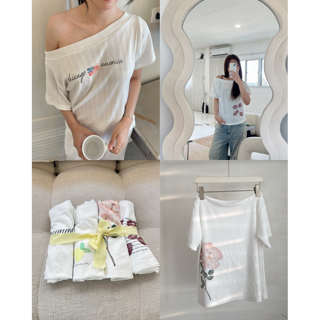 รีวิว HAPTOP48 Adore Top เสื้อปาดไหล่โอเวอร์ไซซ์ผ้าคัตตอนฉลุ ใส่สบาย