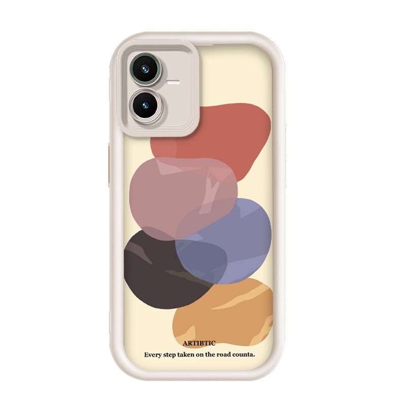 เข้ากันได้ Vivo Y22/Vivo Y22s/Vivo Y22t,กรณีโทรศัพท์ป้องกันกราฟฟิก Macaron Abstract Art ที่อ่อนโยน