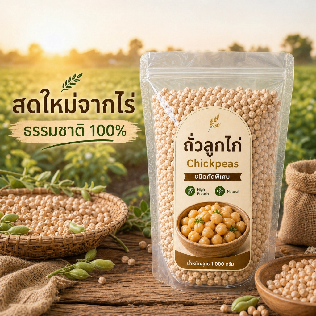 ถั่วลูกไก่ Chickpeas  | โปรตีนสูง ไฟเบอร์สูง ธรรมชาติ 100% | Plant-Based Protein | ถั่ว Garbanzo
