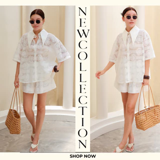 [พร้อมส่ง] DAISYเซตเสื้อเชิ้ตแขนยาวกับกางเกงเอวยืดกางเกงมีซับใน ฮาวาย ทะเล ซัมเมอร์ CARDIGAN_NISTA