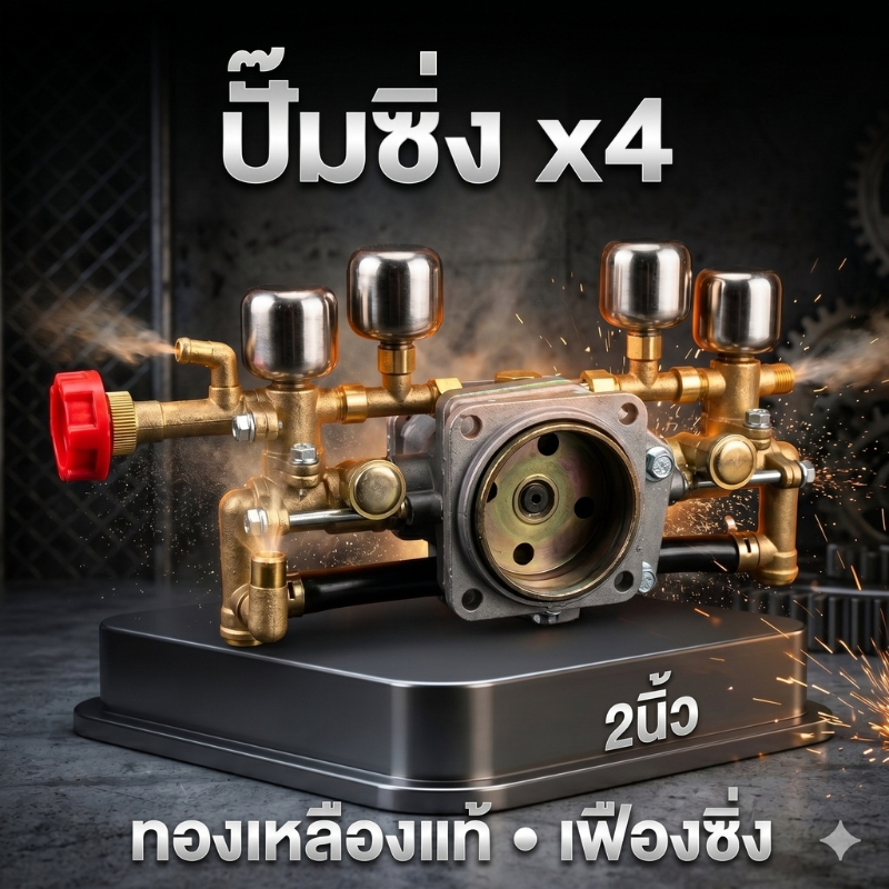 ปั๊มพ่นยาแต่งซิ่ง 2-3 นิ้ว x4 หม้อลม ปั๊มทองเหลืองแท้ แรงดันสูง เฟืองซิ่ง อะไหล่พ่นยา แรงสะใจ