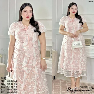 ชุดเดรสยาวสาวอวบ ผ้าชีฟอง รีดเพชรทั้งชุด มีไซส์ 40-48นิ้ว งานพรีเมียม #DANNY_BigSize_Shop (696)