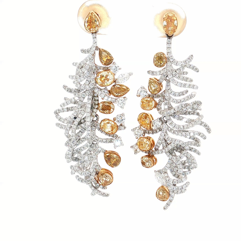 2.505 Carat Fancy Yellow Mix Shape SI-VS Clarity Diamond Earrings