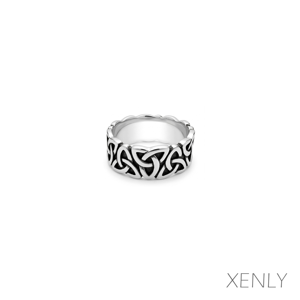 XENLY Trinity Knot Ring แหวนเงินแท้ 925 ลายถัก Celtic Trinity แหวนลายถักวินเทจ XK-R-0009