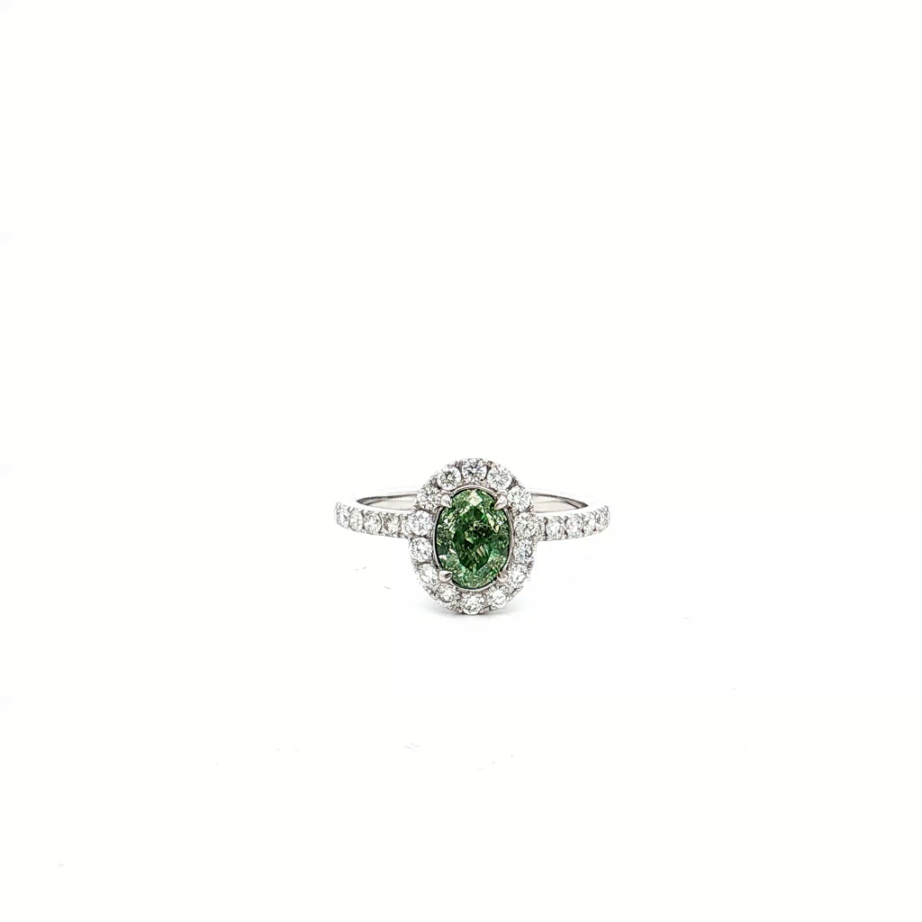 1.00 Carat Fancy Green VS Clarity Diamond Ring