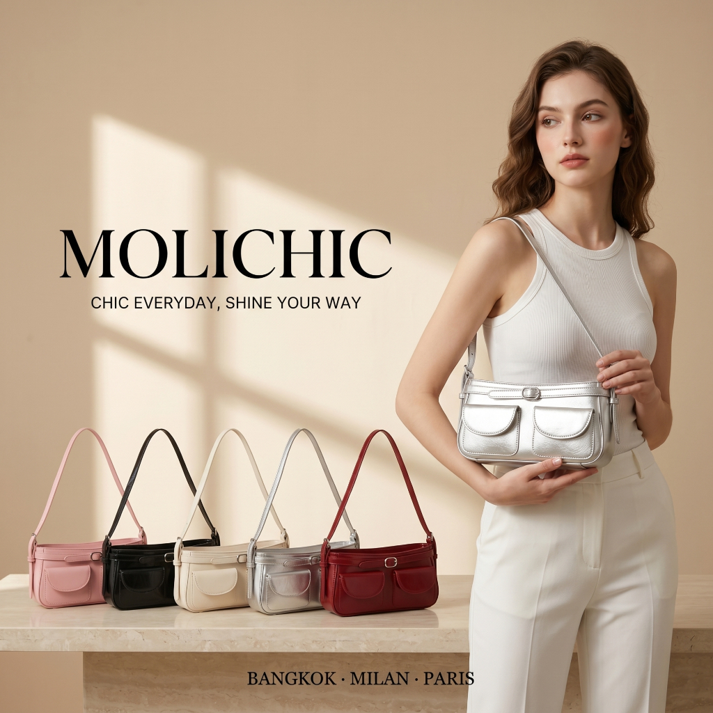 MOLICHIC Cherry Bag กระเป๋าผู้หญิงสะพายไหล่ ดีไซน์คลาสสิก ขนาดพกพาสะดวก สำหรับทุกโอกาส