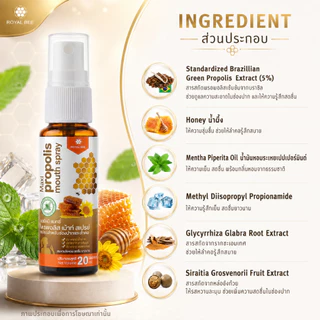 4 หลอด โพรโพลิส สเปรย์สำหรับช่องปาก สูตรเข้มข้น Propoliz Mouth Spray 20ml.