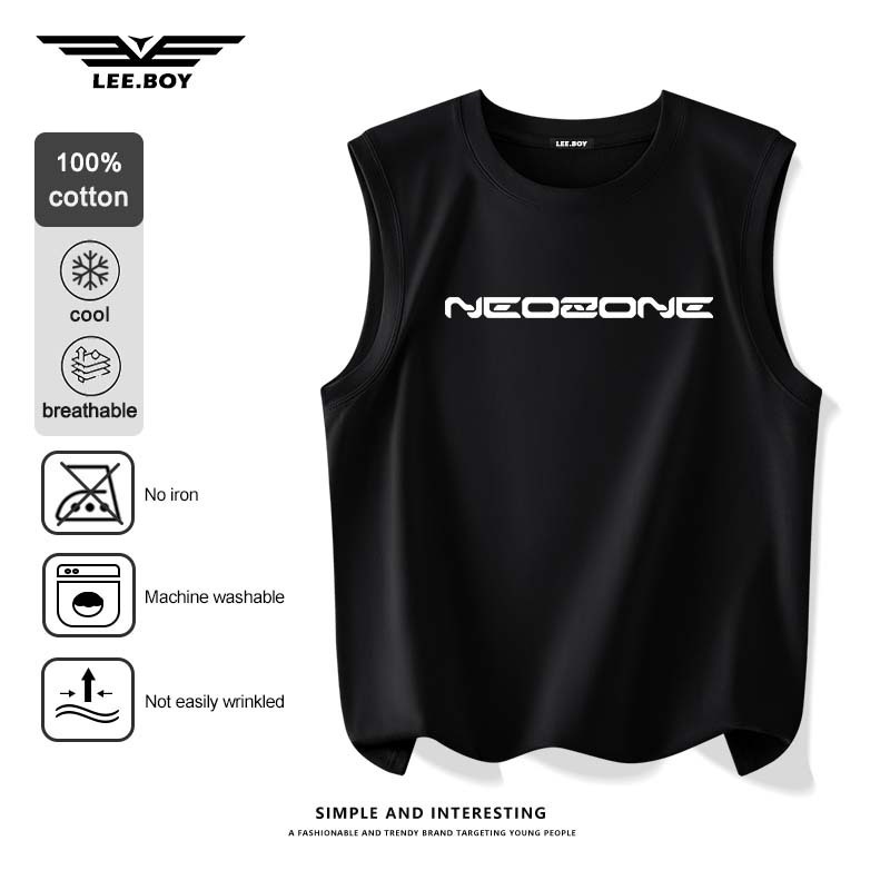 เสื้อกั๊ก ไม่หดตัว ผ้าฝ้าย100% แฟชั่นสำหรับผู้ชาย ลายตัวอักษร ระบายความร้อนได้ดี สกรีนมาใหม่ ใหม่ พร้อมส่งในไทย
