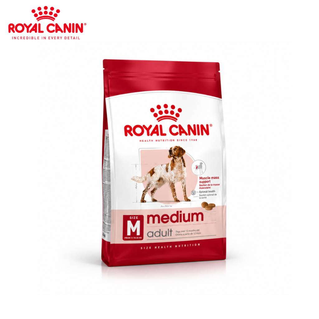Royal Canin อาหารสุนัขพันธุ์กลาง 4kg สำหรับสุนัขโต 12เดือน.-7ปี Medium Adult Petus Kingkaew