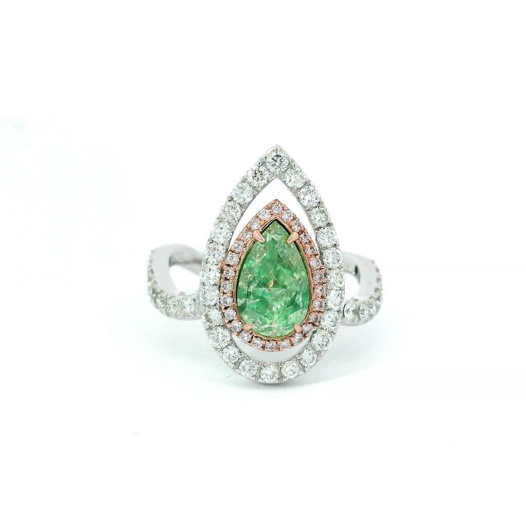 1.50 Carat Fancy Green SI Clarity Diamond Ring