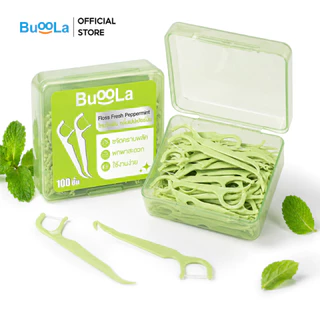สีใหม่! Buoola ไหมขัดฟันสีเขียวอ่อน(สำหรับคนจัดฟัน)กลิ่นเปปเปอร์มินต์ ช่วยขจัดเศษอาหาร เส้นไหมเหนียวทน