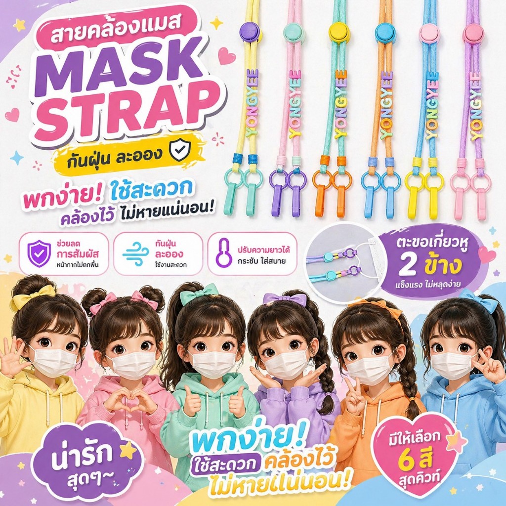 PASTEL #3 | Mask Strap สายคล้องแมสสีพาสเทล (พร้อมส่ง)
