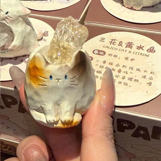 PAI-2 กล่องสุ่มโมเดลสัตว์หินคริสตัลแท้ Lucky animal นำโชค โมเดลสัตว์ 4 กล่อง แมวนำโชค ตกแต่งโต๊ะทำงาน ของขวัญวันเกิด