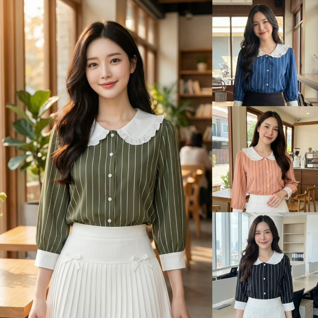 เสื้อคอบัวแขนสามส่วน รุ่น Cozy Cozy