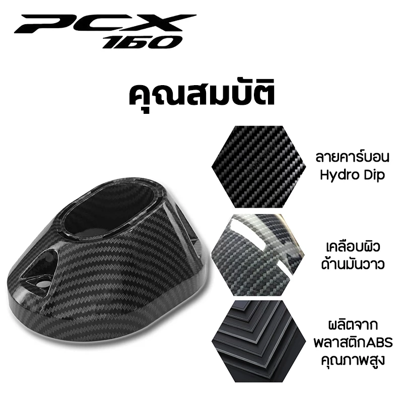 ครอบท่อ/ปลายท่อ/ครอบหม้อน้ำ CLICK 160/PCX 160 2021-2025 ลายเคฟล่า 5D thumbnail 6