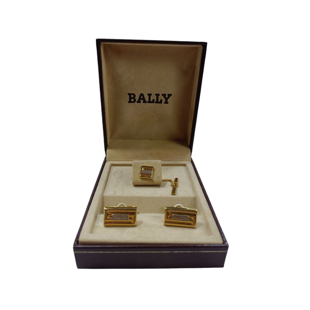 💫Cufflinks คัฟลิงค์ +Tie tack เข็มกลัดติดเนคไท แบรนด์ BALLY แท้ 💯 💫