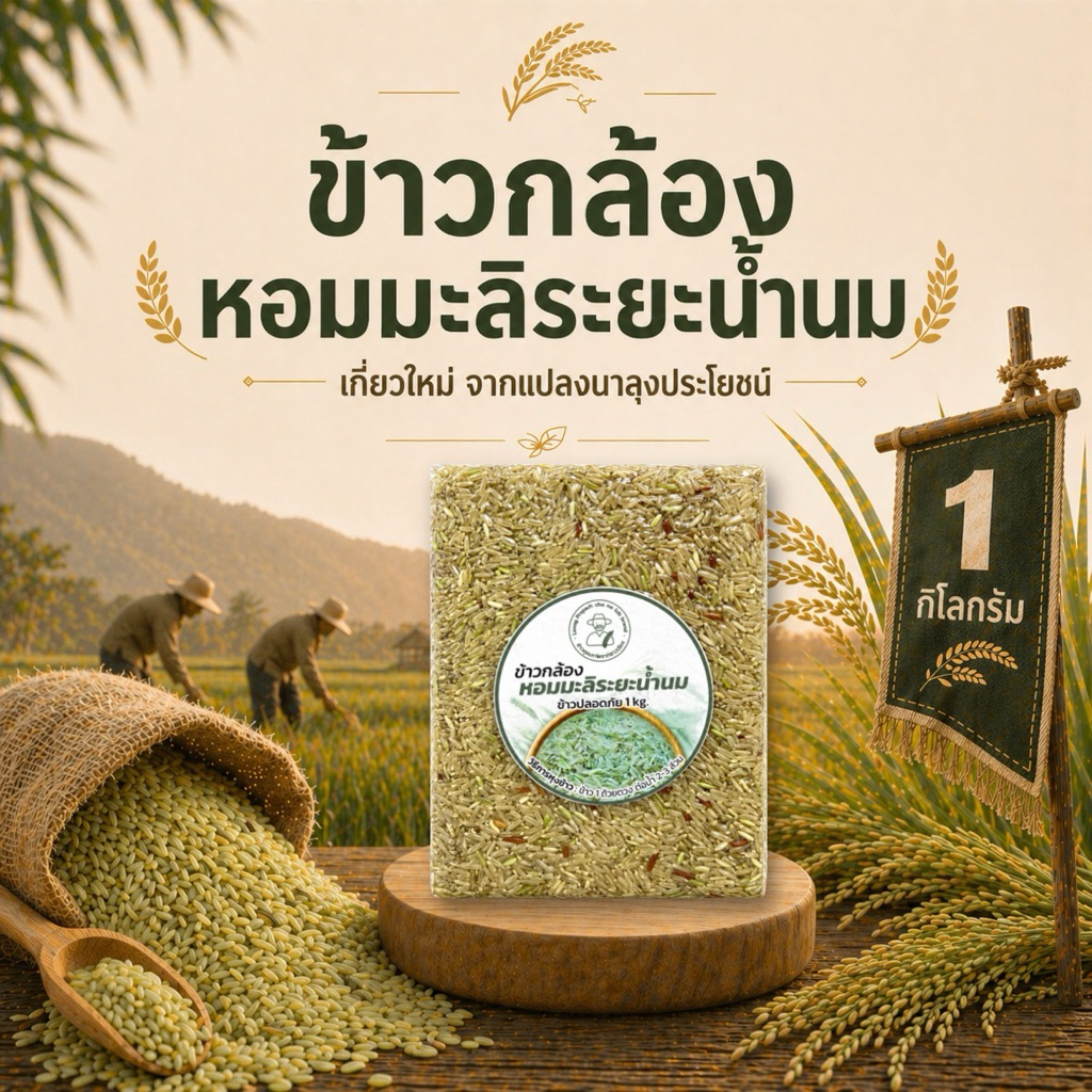 ข้าวกล้องหอมมะลิระยะน้ำนม เกรดA เกี่ยวสดใหม่ ส่งตรงจากแปลงนาลุงประโยชน์