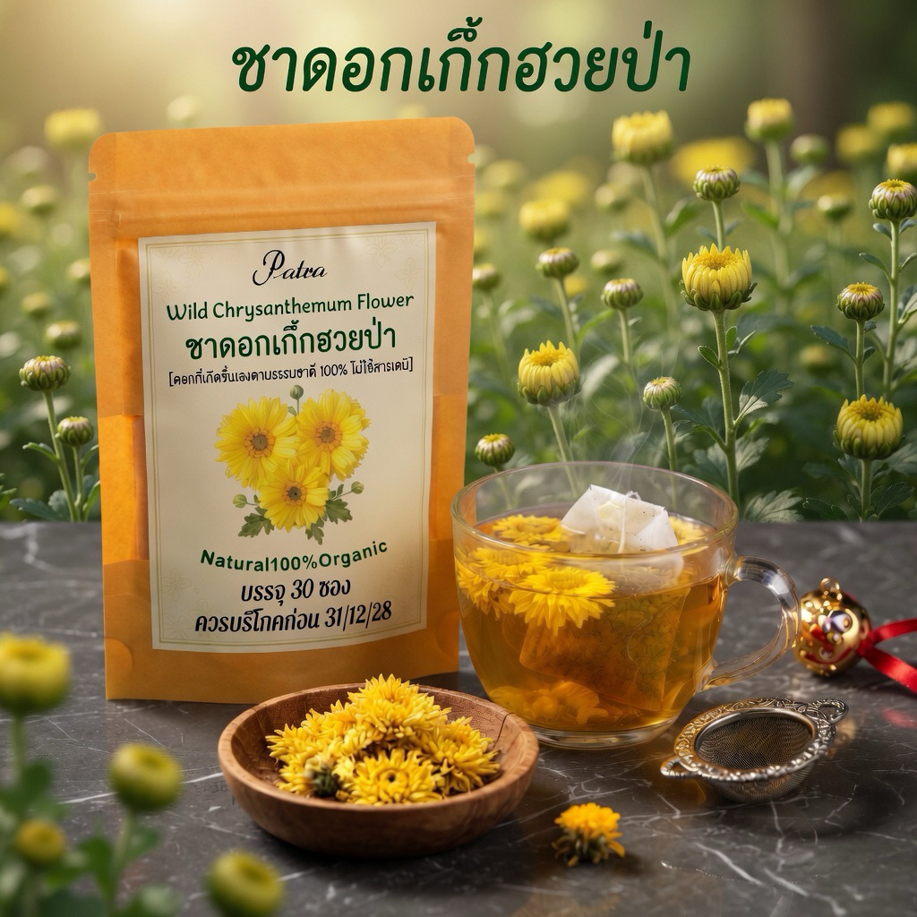 ชาดอกเก๊กฮวยป่า ขนาด 30 ซอง เครื่องดื่มชาดอกเก๊กฮวยป่าผงในซองชาพร้อมชงดื่ม