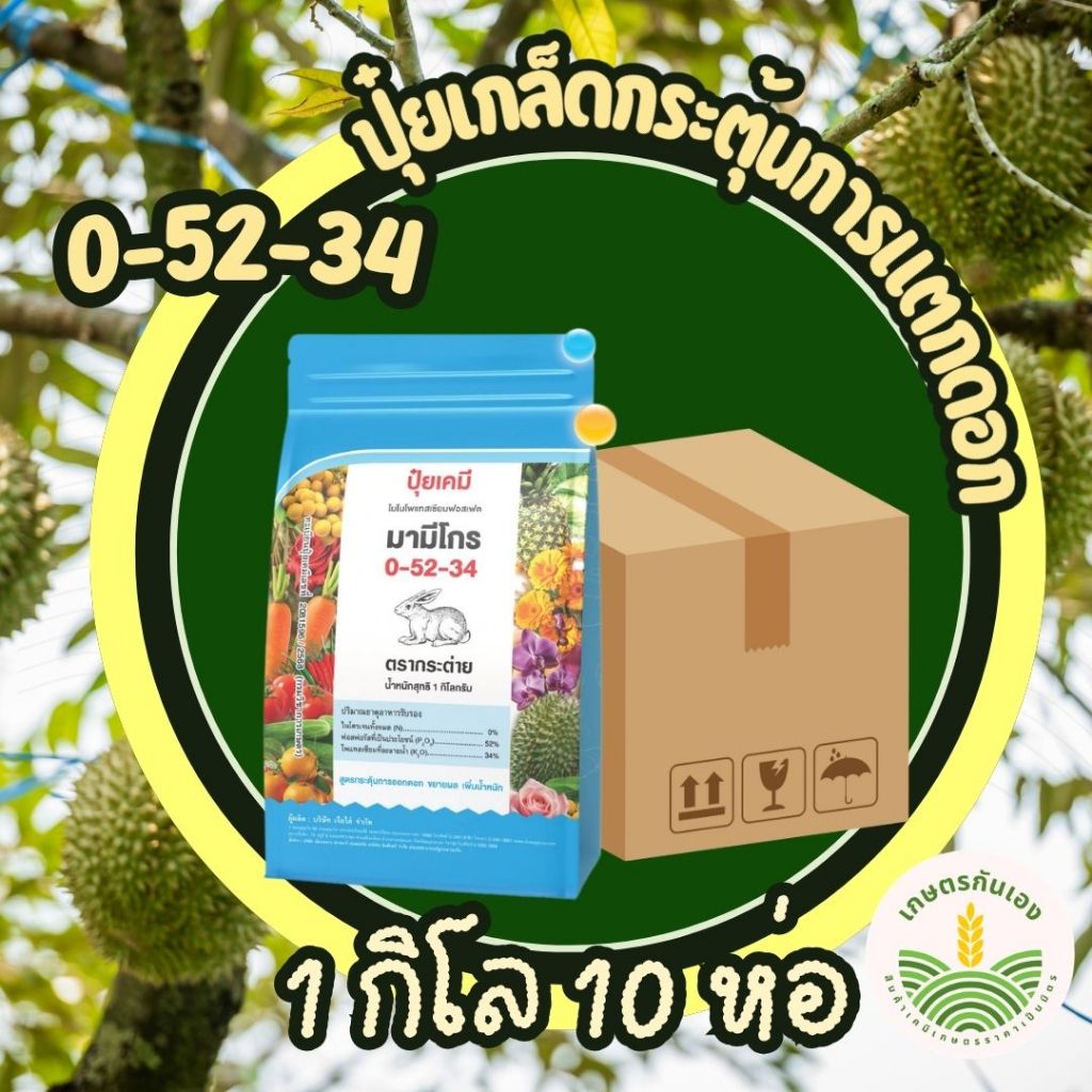 ปุ๋ยเกล็ด 0-52-34 ตรากระต่าย ขนด 1โล 10ห่อ