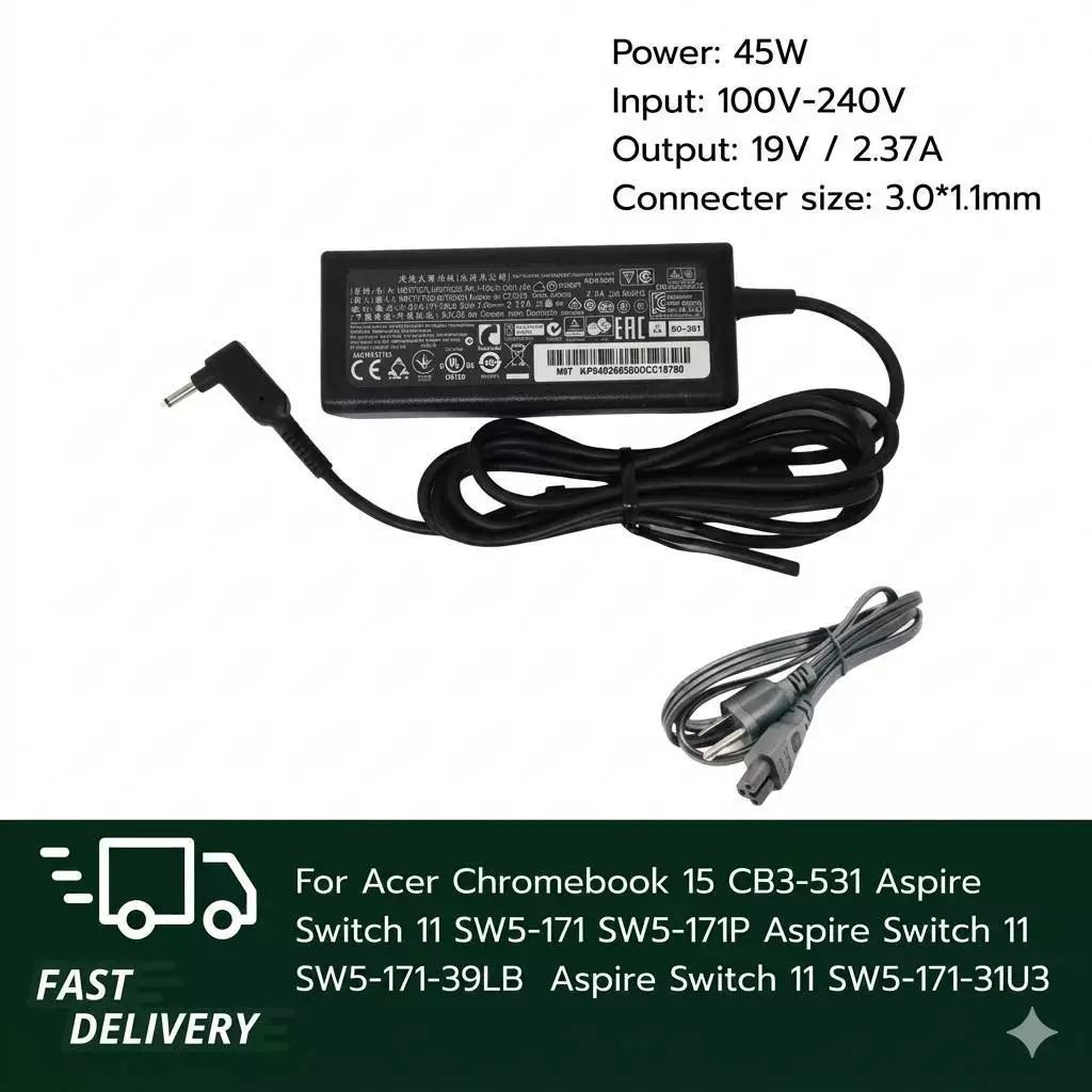 (ประกัน 18 เดือน) สายชาร์จ โน้ตบุ๊ก for Acer Swift 1 3 5 A514-52 Spin 3 SP314 Swift 5 SF514 สายไฟ มอก. (Acer004)