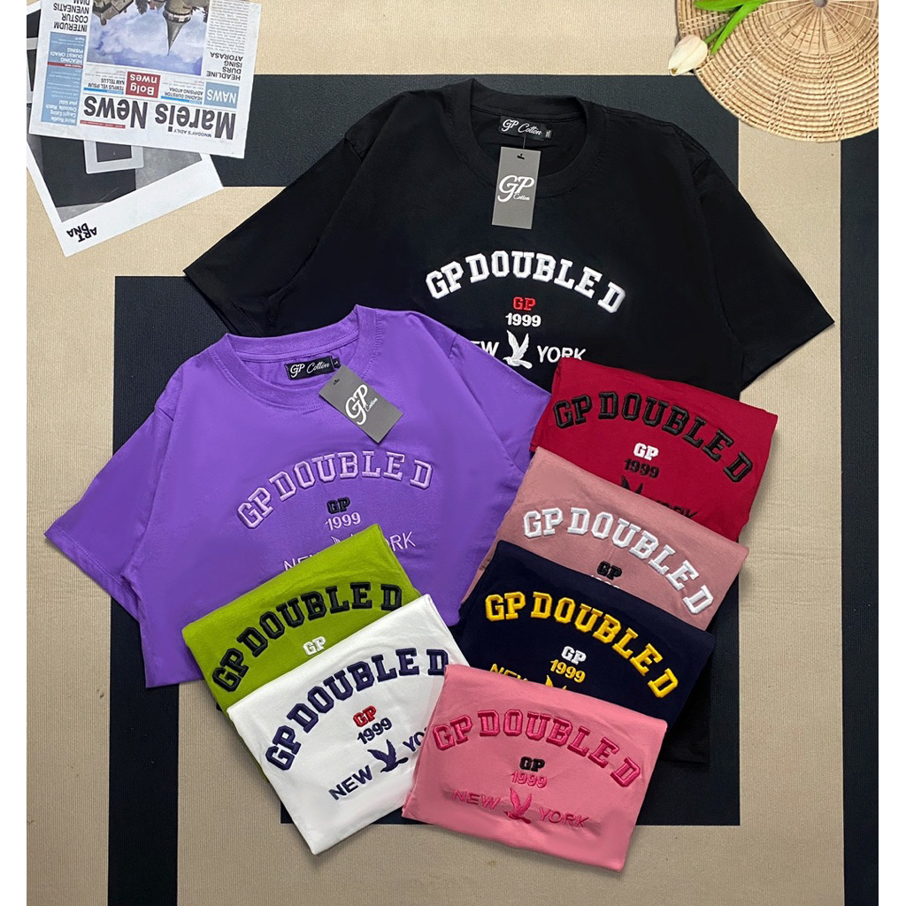 เสื้อยืดแขนสั้นGpโค้ง S-4XLงานปักป้ายห้อยผ้าคอตตอน