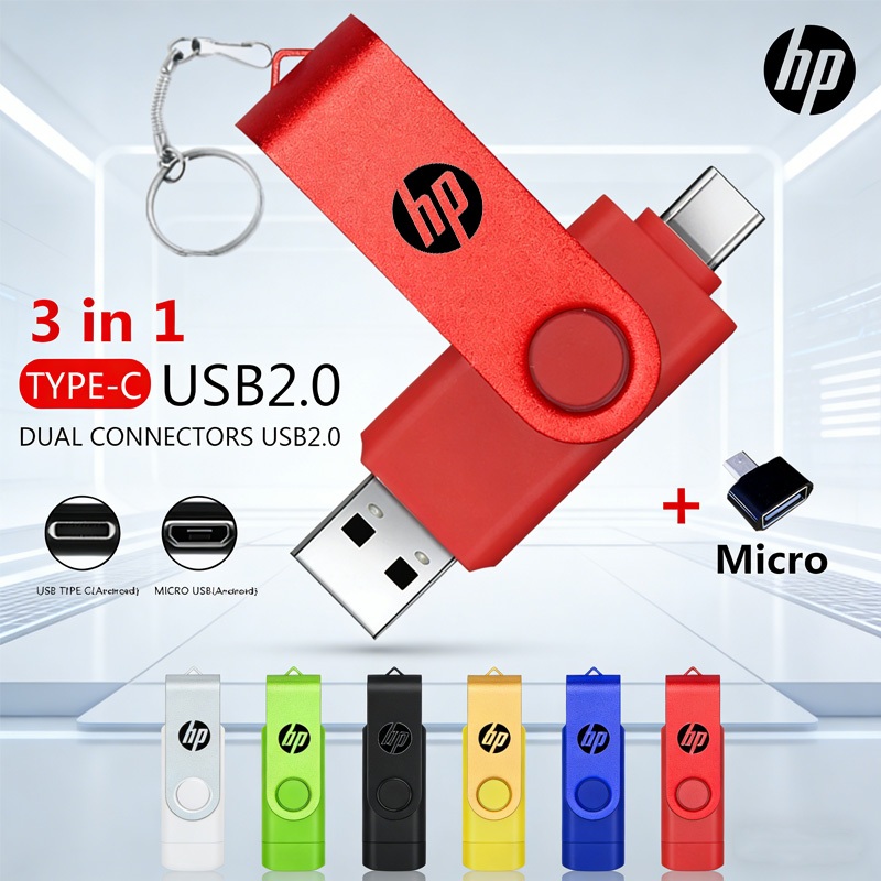 HP Flash Drive 3 in 1 OTG USB type C/Micro Flash Drive 2tb 1tb 512gb 256gb High speed Pen Drive for 