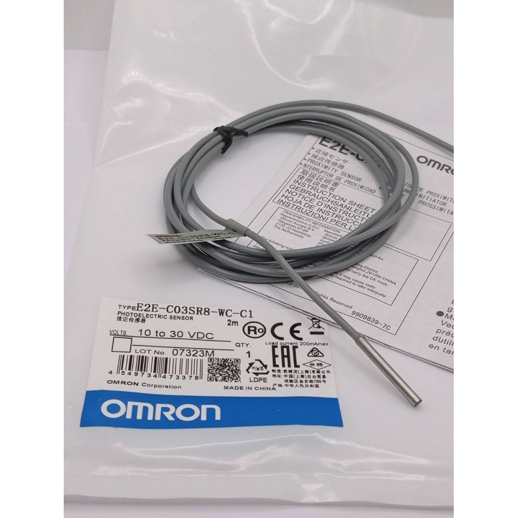 สั่งเลย E2E-C03SR8-WC-C1 OMRON Proximity Sensors ระยะตรวจจับ 0.8mm Dia 3mm NPN, NO