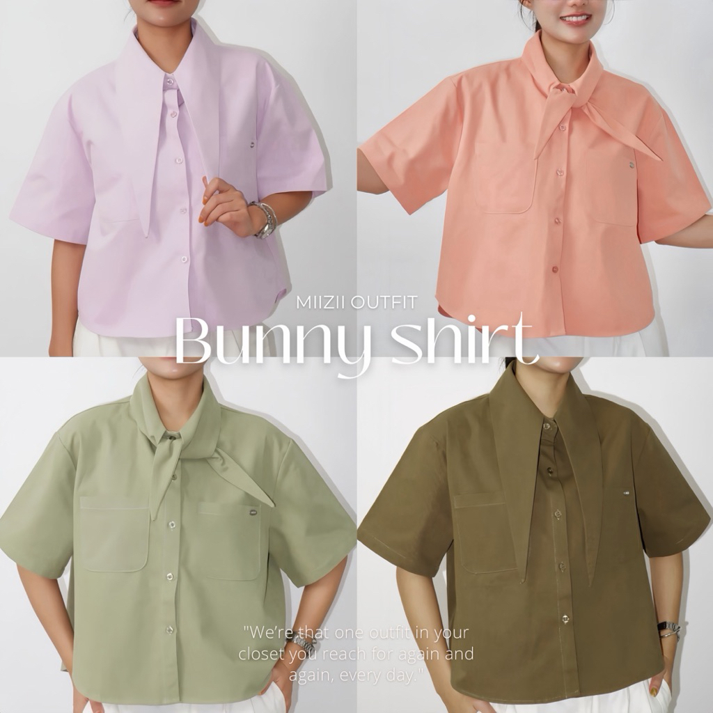 Z024 Bunny shirt เสื้อเชิ้ตดีไซน์น่ารักแต่ยังคงความเท่ในแบบ Miizii กับเอกลักษณ์ คอปกยาวหูกระต่าย