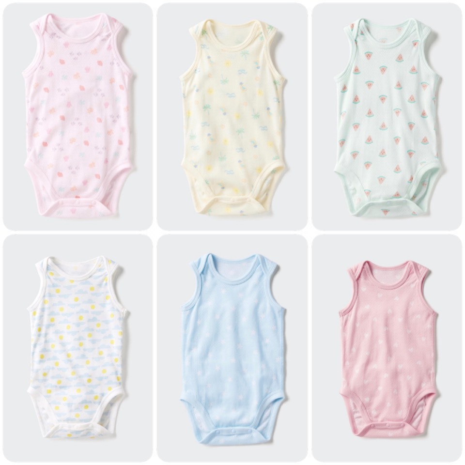 Uniqlo ชุดบอดี้สูท ผ้าคอตตอลตาข่าย แขนสั้น ของใหม่ ไซด์ 60/70/80/90 พร้อมส่ง