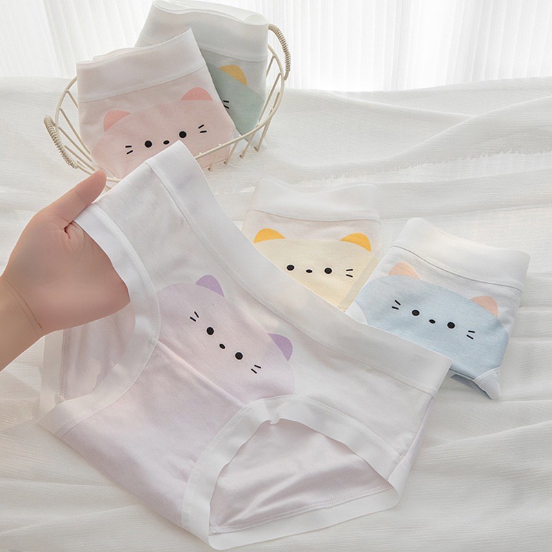 CHIC BRA [แพ็ค 5 ตัว] Cat collection กางเกงในลายแมว กางเกงในเนื้อผ้านุ่ม ยืดหยุ่นได้ดีทรงเต็มทรง ราคา ถูกที่สุด ดีลบีเคเค แกลเลอรีภาพที่ 5