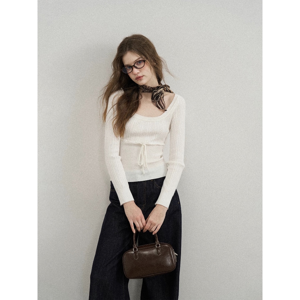 gurls.girl | yuju marshmallow ribbon knit top