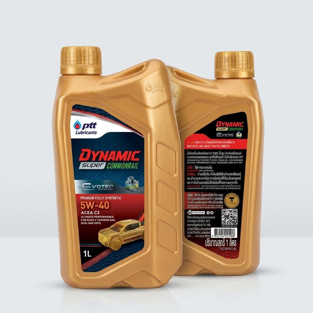 น้ำมันเครื่องดีเซล PTT DYNAMIC SUPER COMMONRAIL 5W-40 สังเคราะห์แท้ 100% ปตท ดีเซล สังเคราะห์ 5W-40 