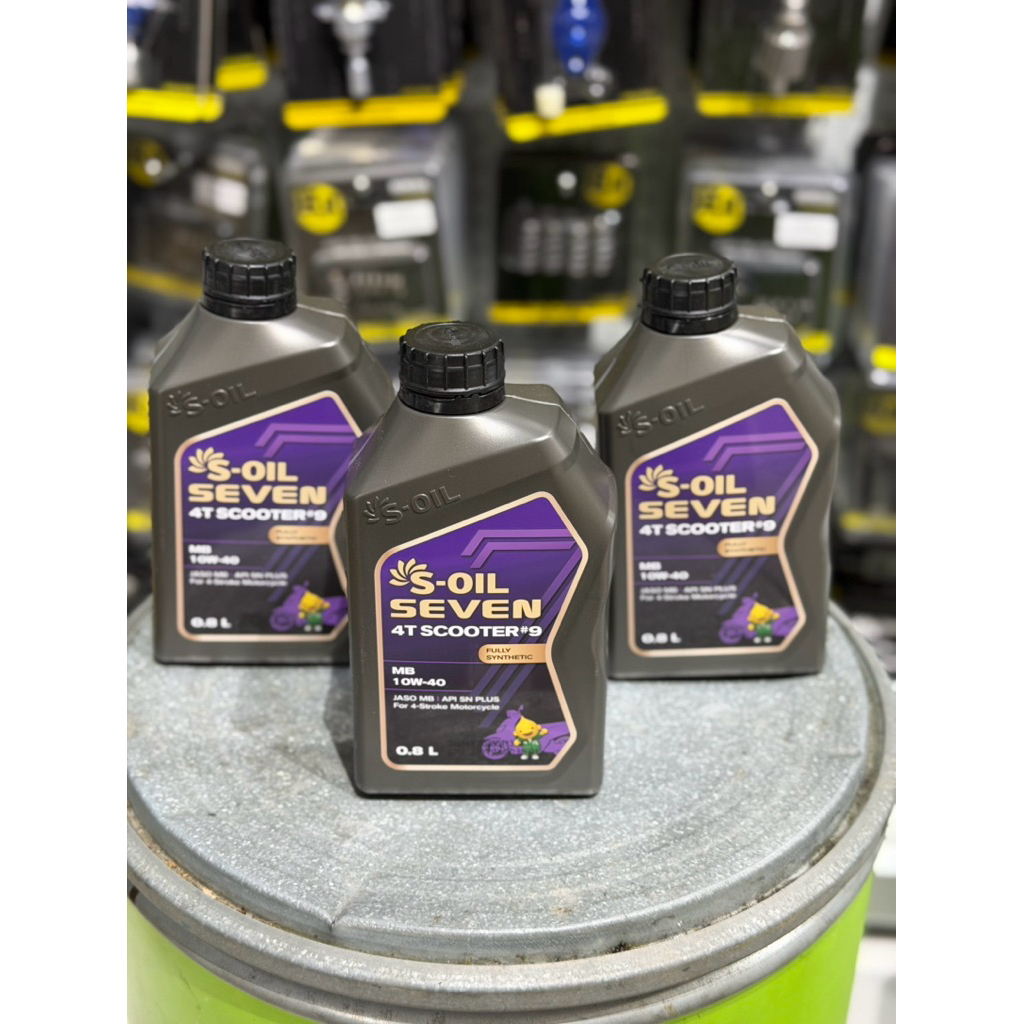 S-OIL 7 4T SCOOTER #9 10W-40 น้ำมันเครื่องมอเตอร์ไซค์สกู๊ตเตอร์สังเคราะห์แท้ 100% 0.8L