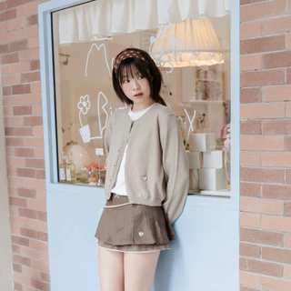 RIKA Reah น้องลีอา คาดิแกนฉลุหัวใจ กระดุมหัวใจ
