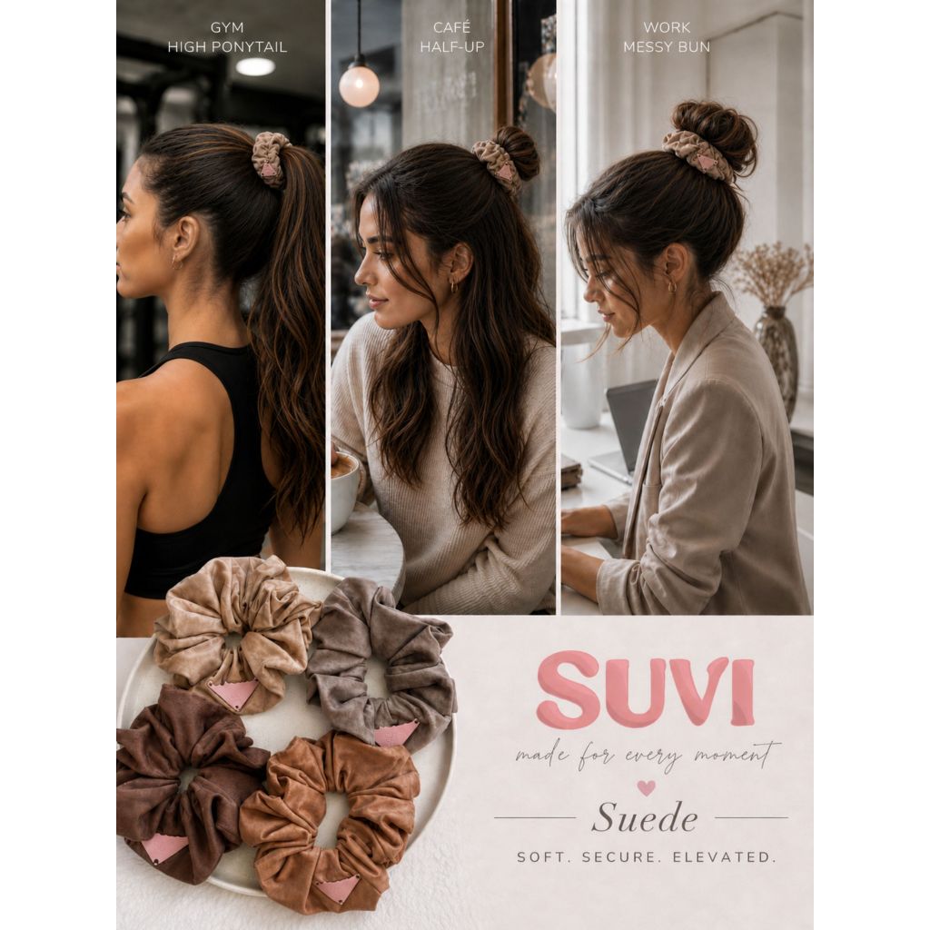 suvi ยางรัดผม suede ยางรัดผมหนังกลับ hairtie scrunchy