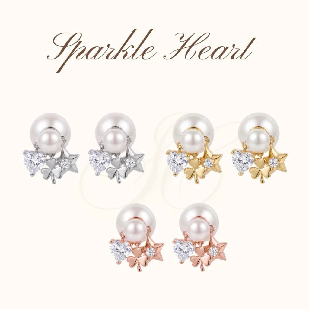 Socrush.bkk | SPARKLE HEART earrings | SE-103 | ต่างหู หัวใจ เพชร