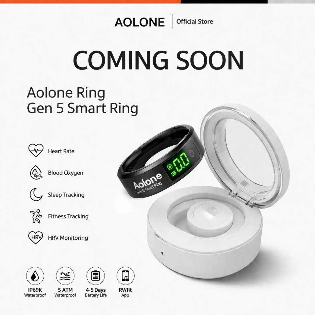 Aolone Smart Ring Ring Gen 5  แหวนออกกําลังกาย แหวนนับก้าว LCD หน้าจอ IP69K แหวนอัจฉริยะ ติดตามสุขภาพ 24 ชม