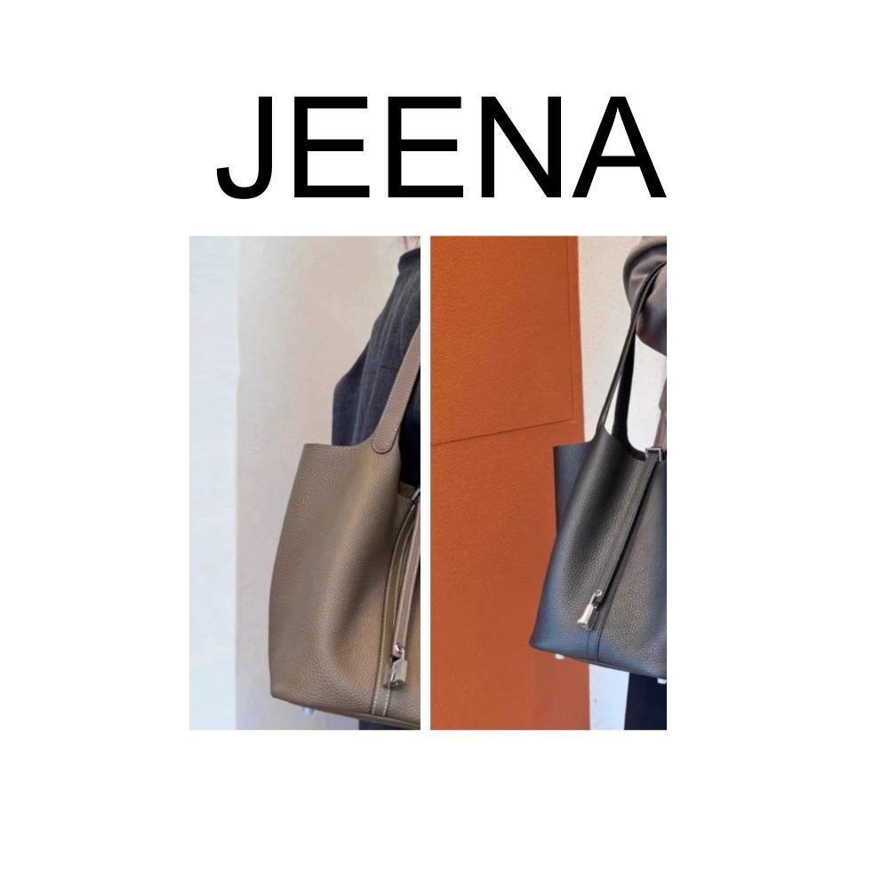 JEENA  Bucket 29 cm หนังวัวแท้ Togo กระเป๋าถือผู้หญิง กระเป๋าสะพายข้าง กระเป๋าหนังแท้แฟชั่น