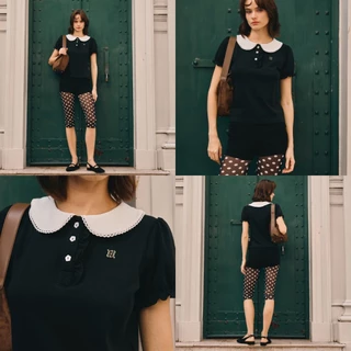 CHUUCHOP (XS-4XL) Rita Top เสื้อเชิ้ตคอบัว แต่งจีบปลายแขน ผ้านุ่ม ยืดหยุ่นดี แมทช์ง่าย (C8579)
