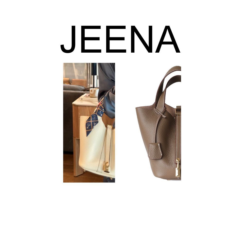 Jeena Bucket 18cm หนังวัวแท้ Togo กระเป๋าถือผู้หญิง กระเป๋าสะพายข้าง กระเป๋าหนังแท้แฟชั่น