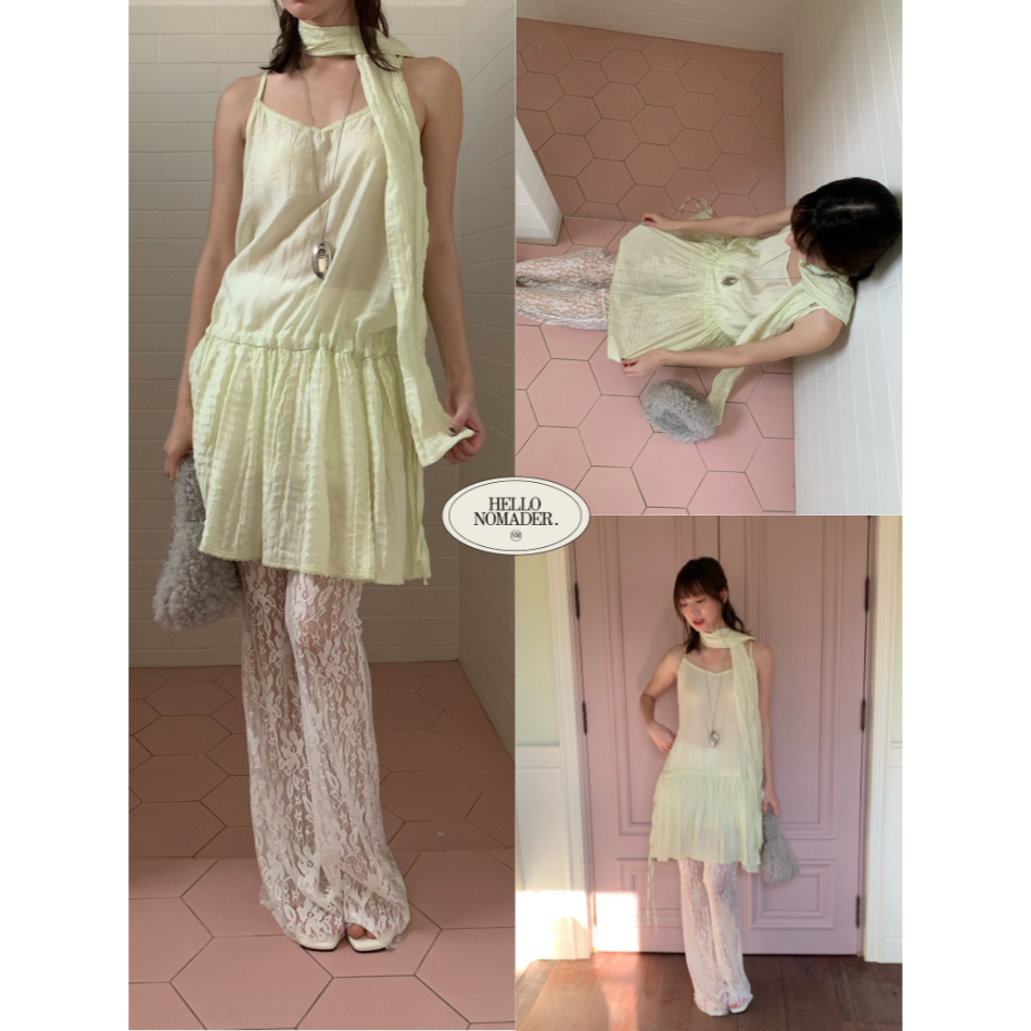 NOMADE.& พร้อมส่ง Ivywood camisole {เสื้อสายเดี่ยว+ผ้าพันคออัดยับ}