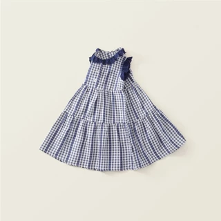 Hania kids ชุดเดรสลายสก็อตน่ารักๆตกแต่งลูกไม้ สไตล์เกาหลี พร้อมส่งในไทย - K6125998