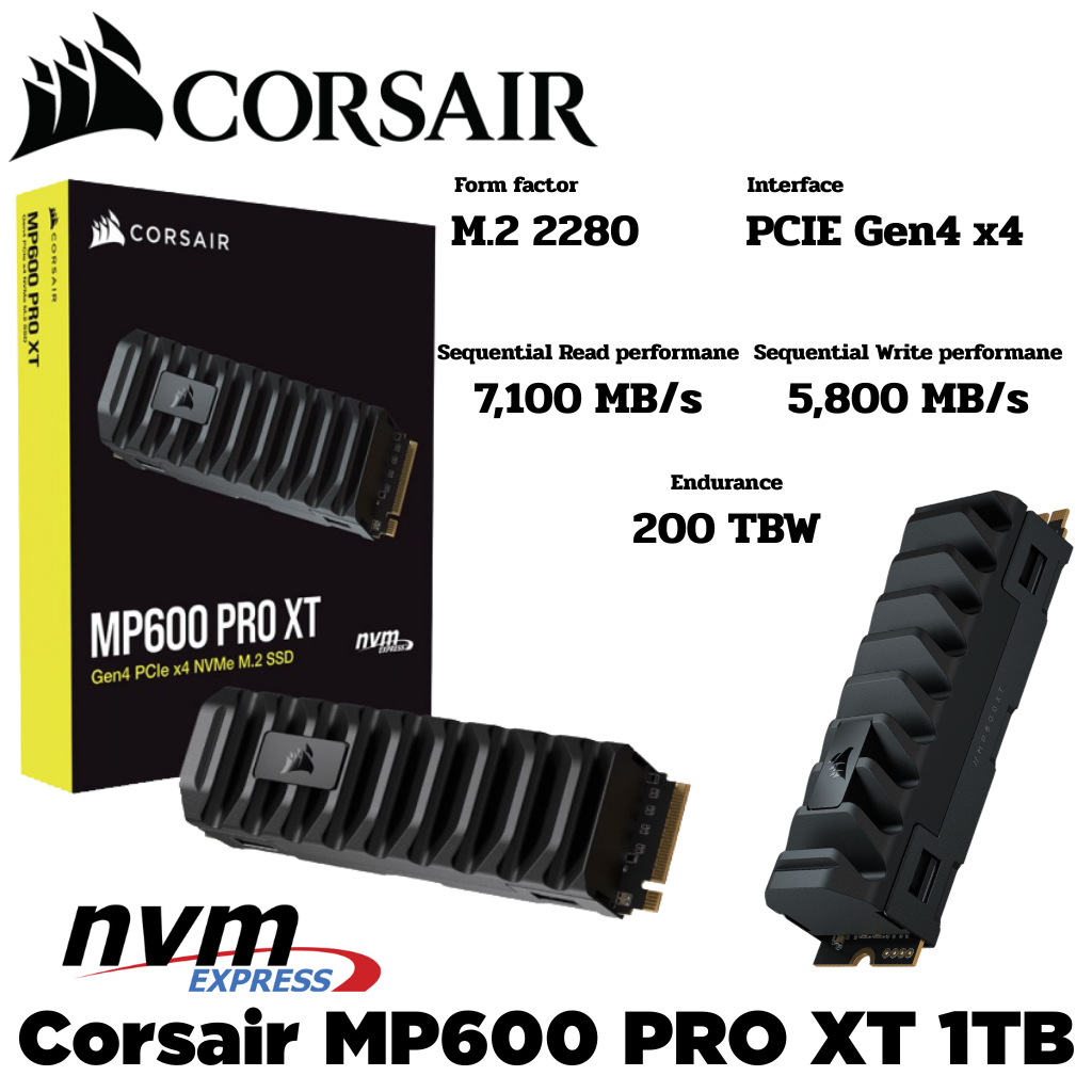 M.2 1 TB SSD (เอสเอสดี) Corsair MP600 Pro XT - PCIe 4x4 NVMe M.2 2280