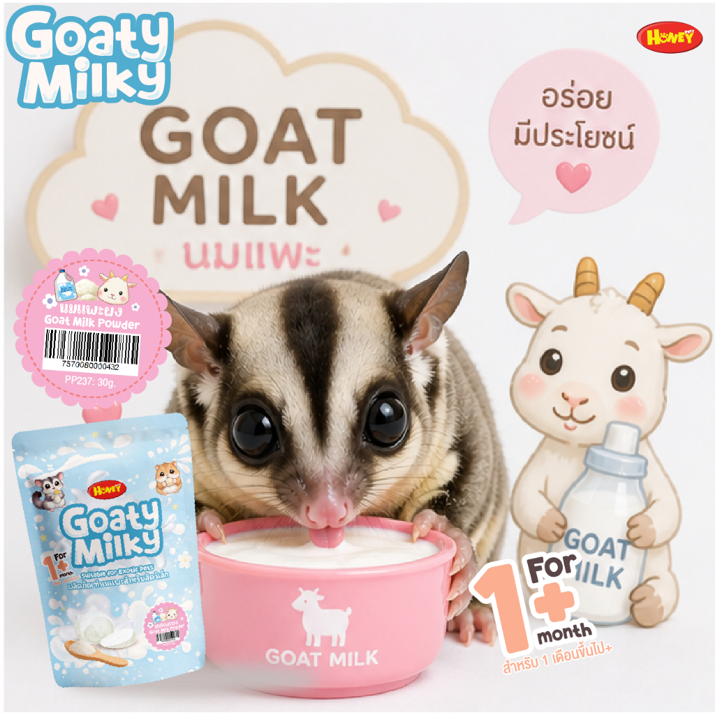 นมแพะ นมแพะผง นมทดแทน อาหารเสริม ขนม สัตว์ฟันแทะ สุนัข ชูการ์ ดอร์เมาส์ กระต่าย กระรอก แฮมสเตอร์