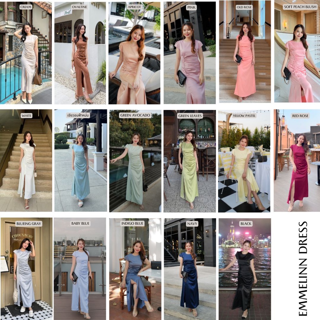 MyWay Brand : Dress Emmelinn ชุดเพื่อนเจ้าสาว เดรสออกงาน ผ้าซาติน ‼️ไม่ต้องเผื่อ Size นะคะ