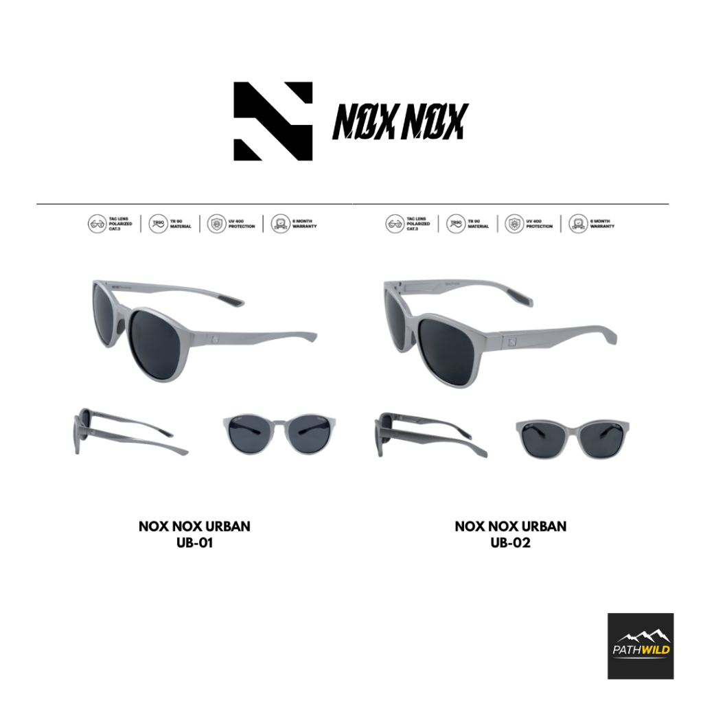 NOXNOX แว่นตากันแดดรุ่น URBAN เฟรมเทาเมทาลิค เลนส์ดำ ออกแบบมาให้กระชับกับใบหน้า น้ำหนักเบา เหมาะสำหร