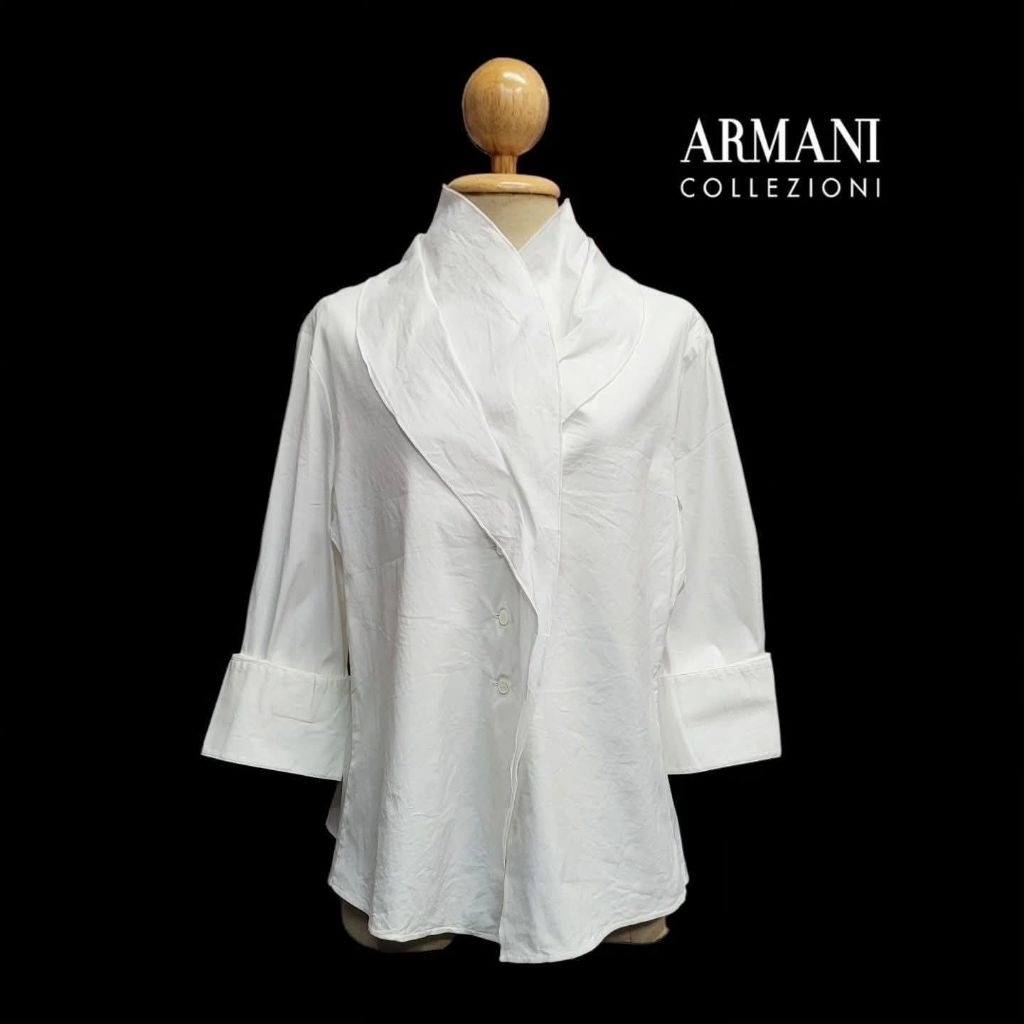 Armani Collezioni 3/4 Sleeve Shawl Collar Shirt